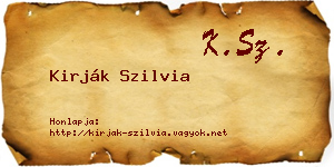 Kirják Szilvia névjegykártya