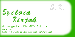 szilvia kirjak business card